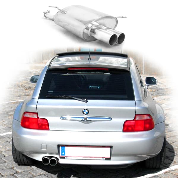 EISENMANN Sportauspuff Endschalldämpfer Edelstahl BMW Z3 E36-7 und E36-8 1.8l 1.9l - 2 x 76mm gerade poliert - RACE-Version