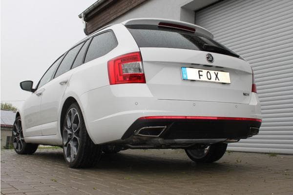 FOX Sportauspuff Komplettanlage ab Kat. Skoda Octavia RS 5E TSI re li in die originalen Endrohre