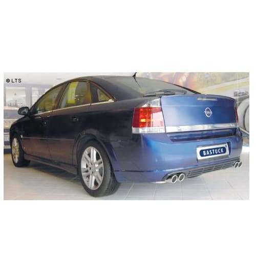 Opel Vectra C Limousine ab Bj. 02 1.6l 1.8l 2.0l 2.2l 3.2l u. Diesel (Modelle mit serienmäßig 1 Endschalldämpfer) BASTUCK Duplex Sportauspuff rechts links je 2 x 76mm scharfkantig (AnschlussØ 63mm)