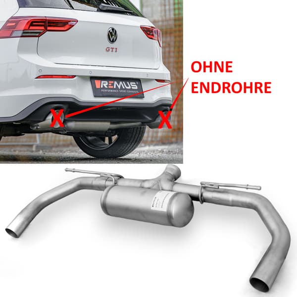 Remus Duplex Sportauspuff VW Golf 8 Typ CD GTI mit OPF links rechts ohne Endrohr